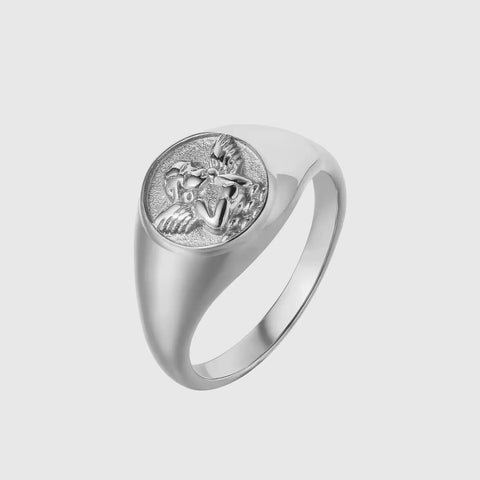 Silver Angel Signet Ring