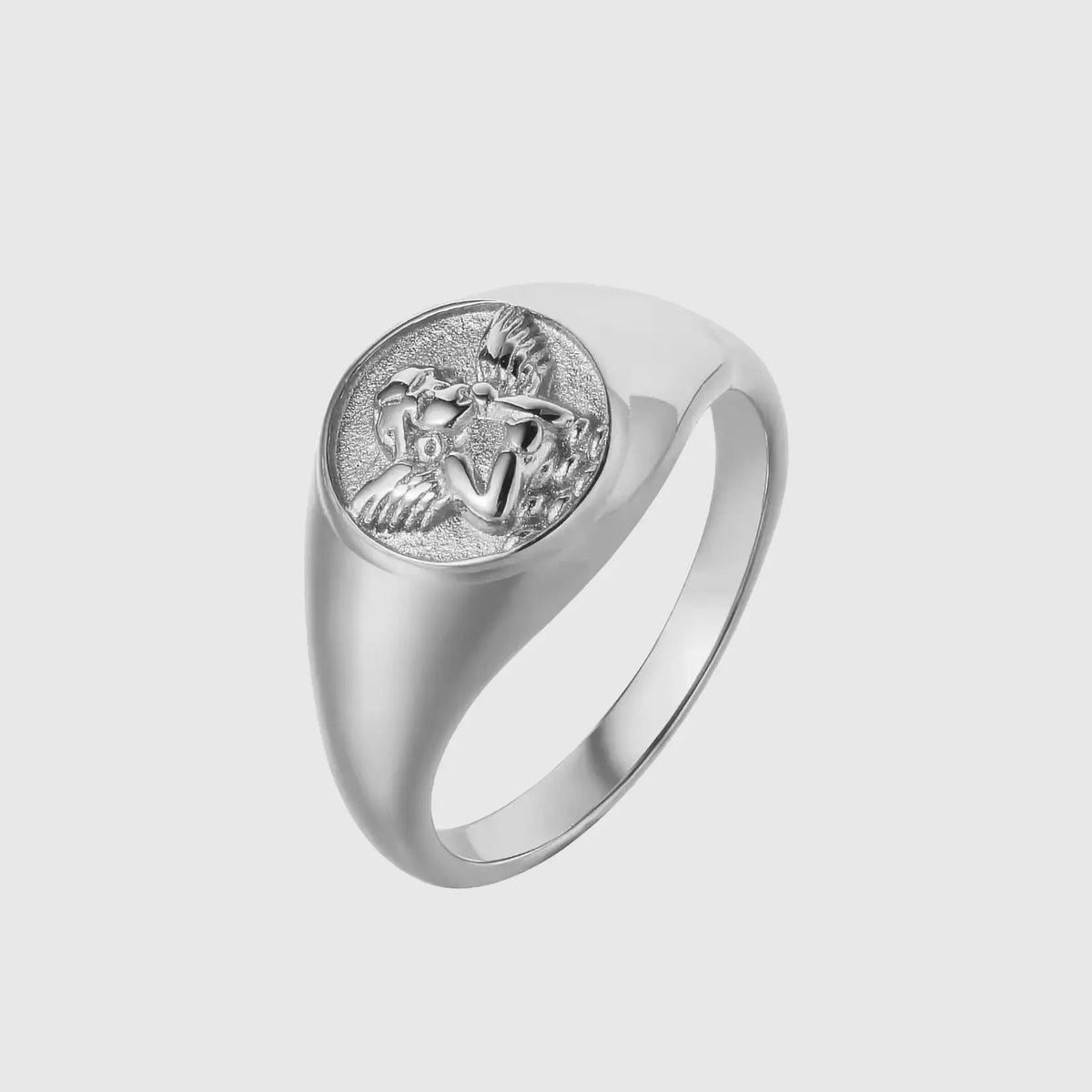 Silver Angel Signet Ring