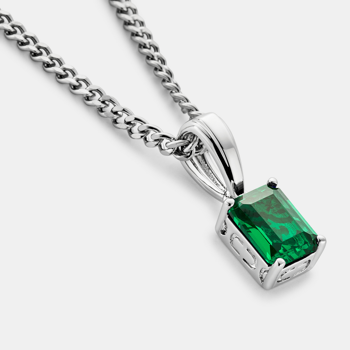 Emerald Stone Pendant (Silver)