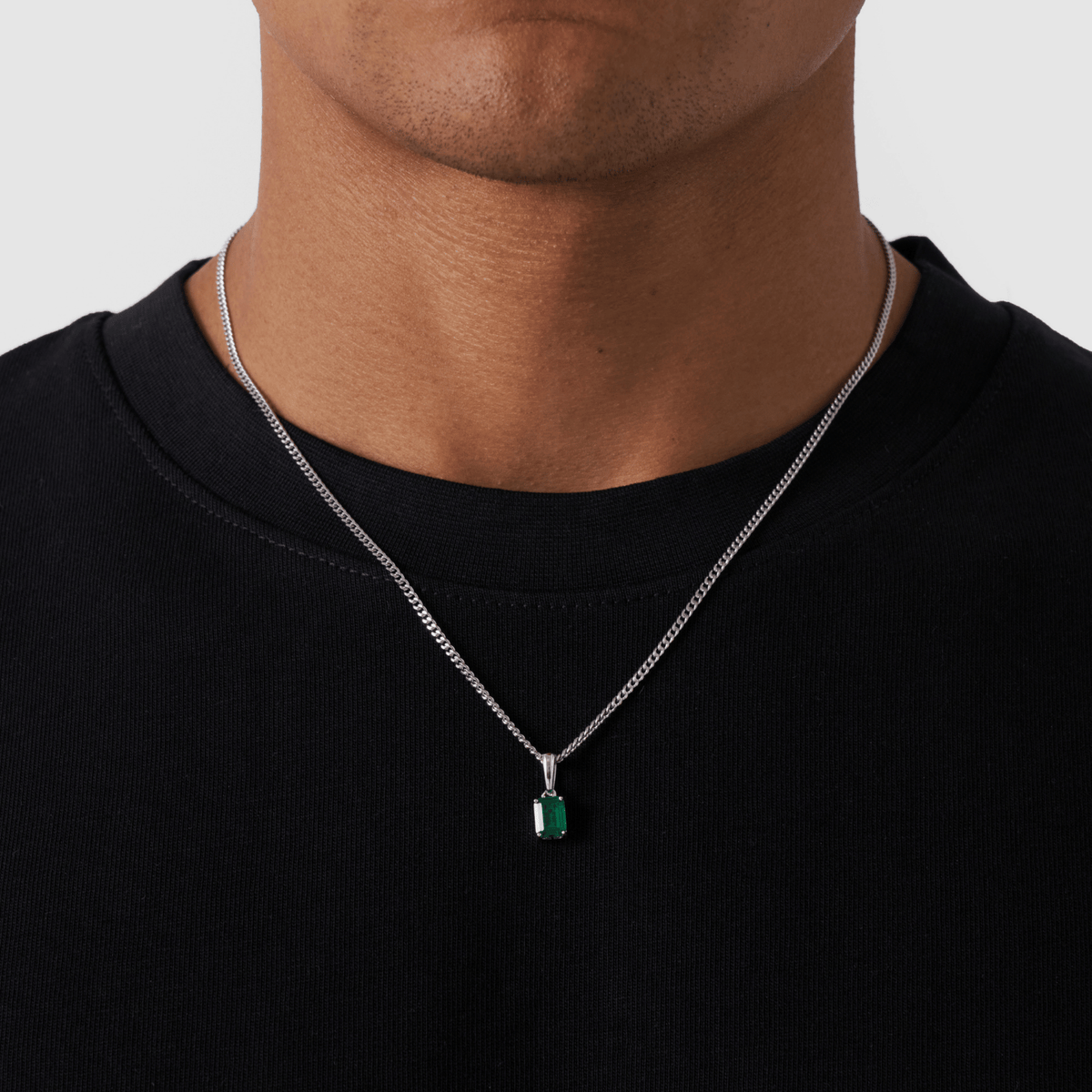 Emerald Stone Pendant (Silver)
