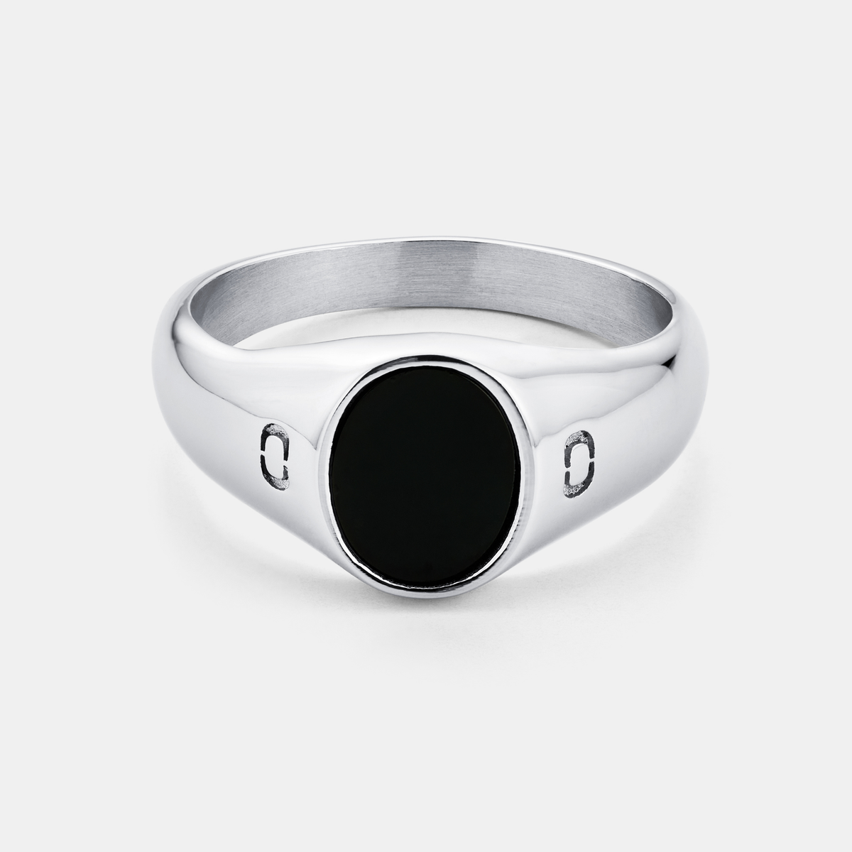 Onyx Oval Stone Signet Ring (Silver)