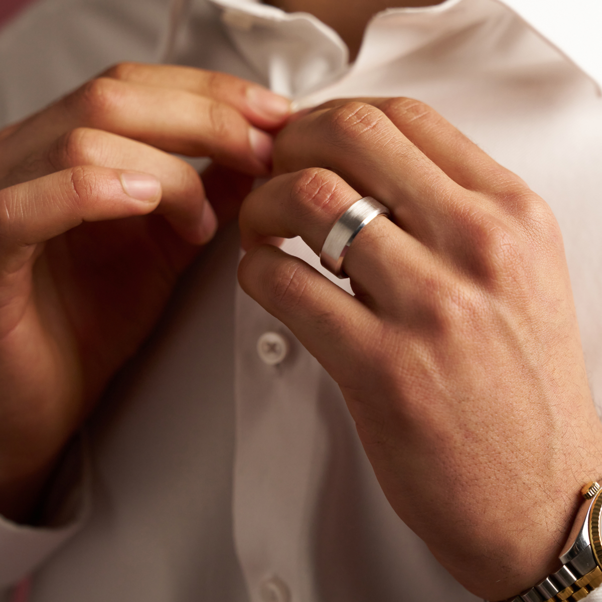 Bevelled Ring (Silver) 8mm | Tungsten
