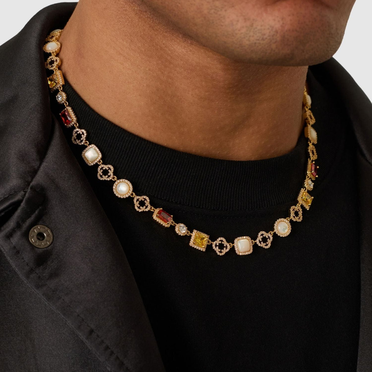 Iced Gemstone Necklace (Gold)
