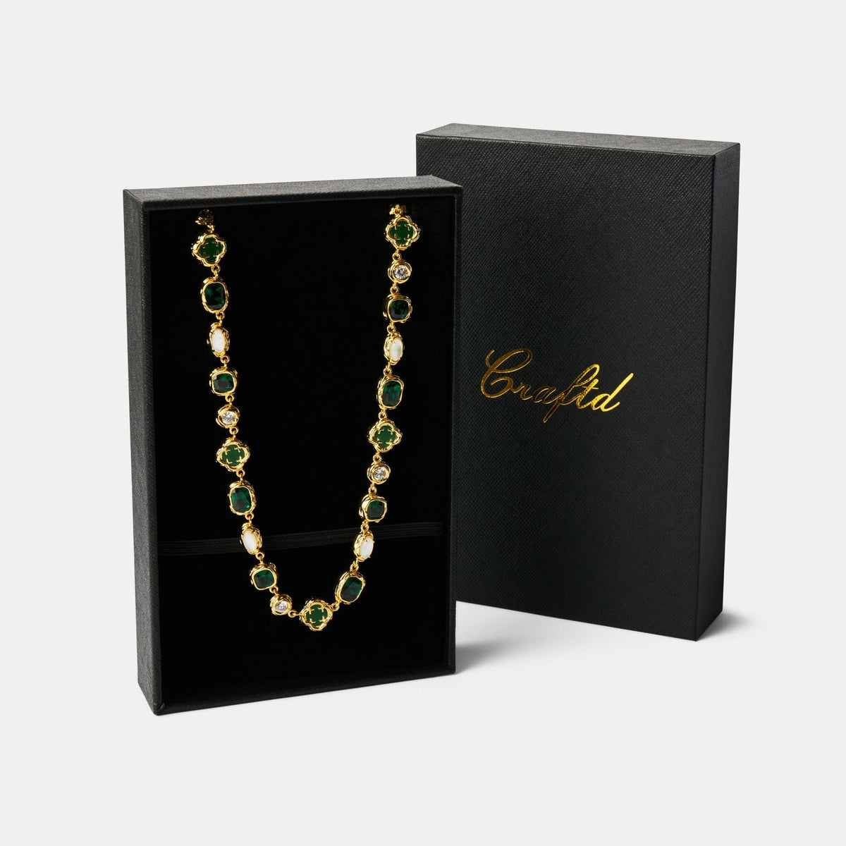 Melted Emerald Gemstone Necklace (Gold)