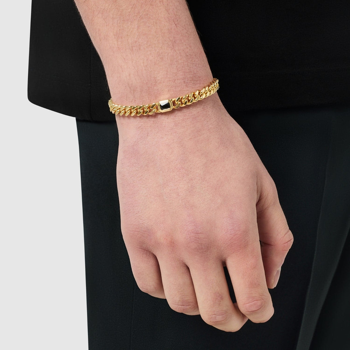 Onyx Cuban Bracelet (Gold) 6mm