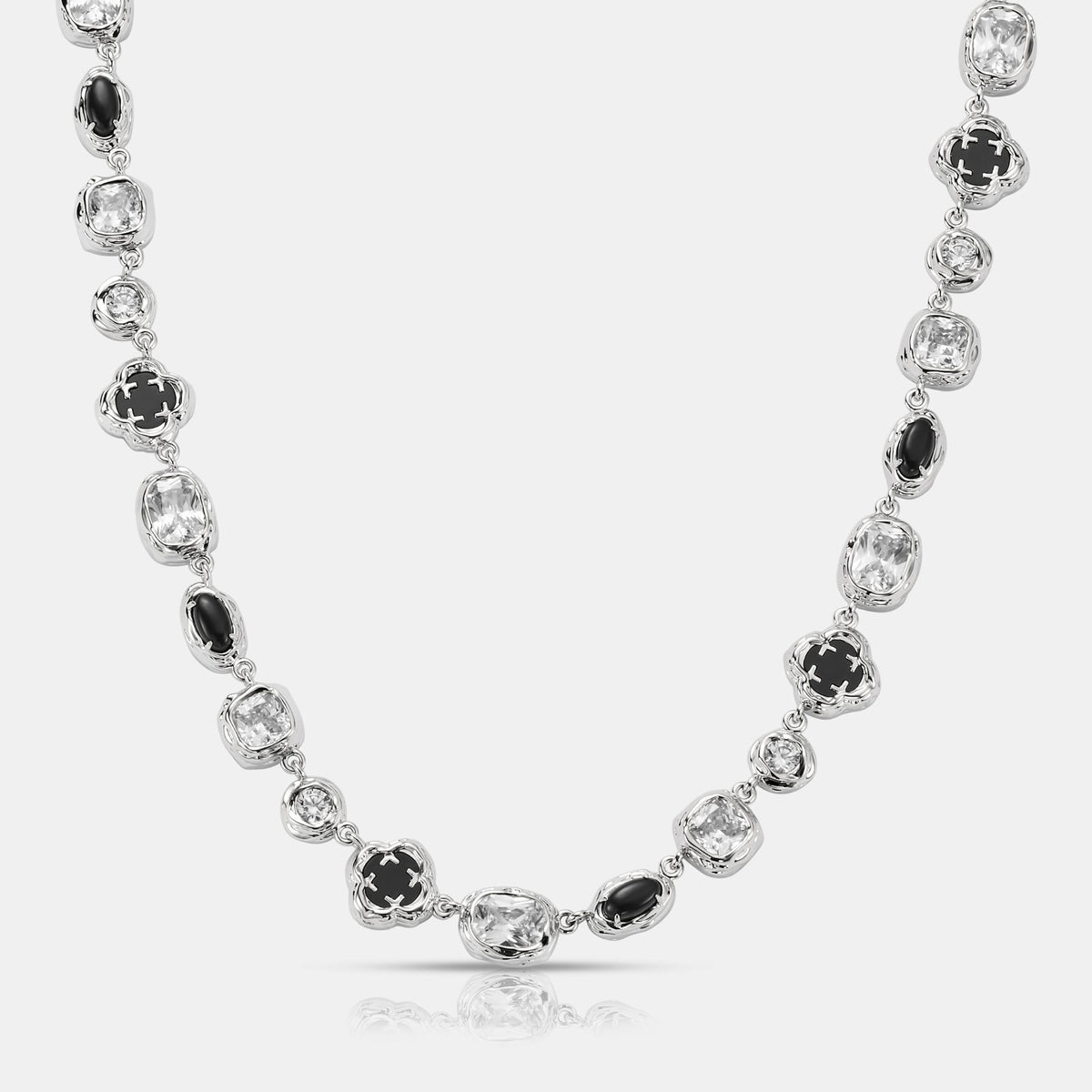 Melted Onyx Gemstone Necklace (Silver)