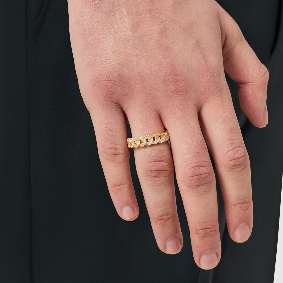 Iced Cuban Band Ring (Gold) 6mm