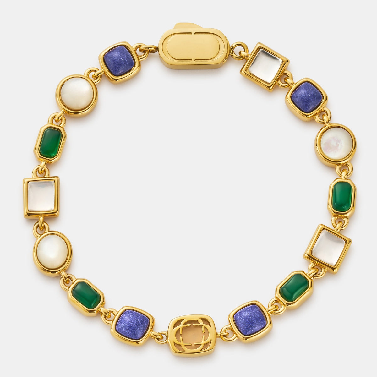Blue Crystal Gemstone Bracelet (Gold)