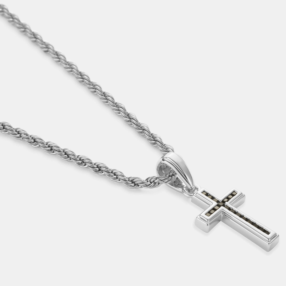 Mini Onyx Stone Cross (Silver)
