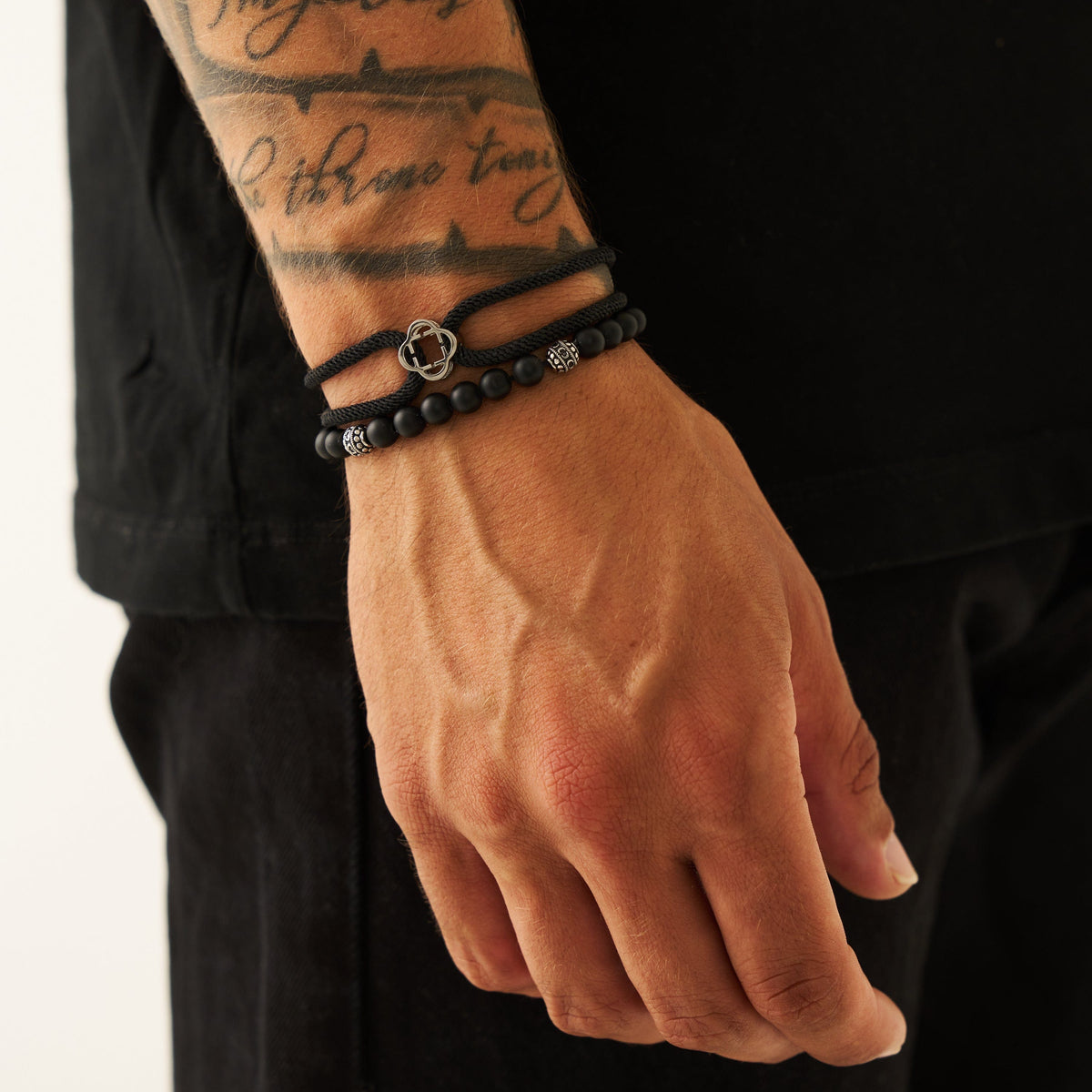 Matte Onyx Stone Bracelet (Silver)