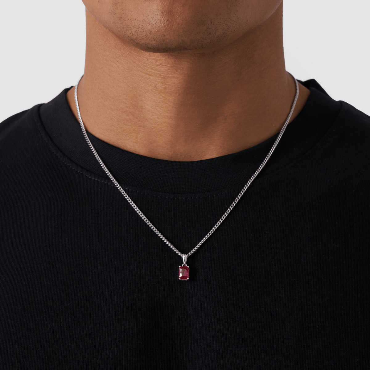 Ruby Stone Pendant (Silver)