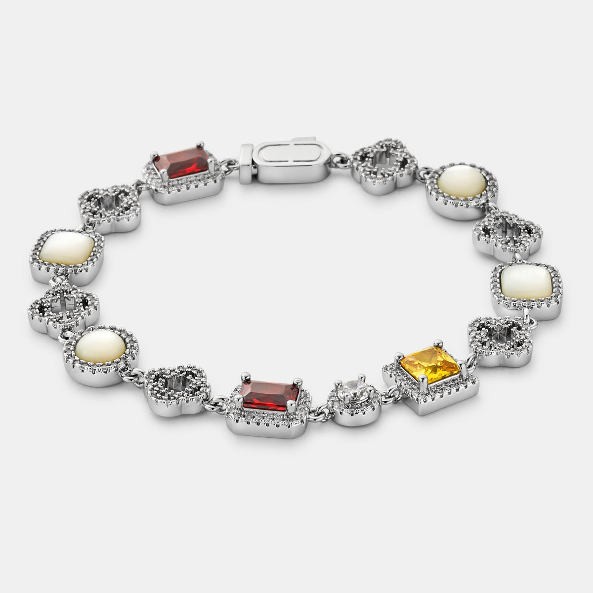Iced Gemstone Bracelet (Silver)