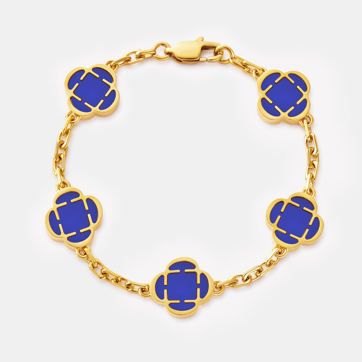 Blue Clover Stone Bracelet (Gold)