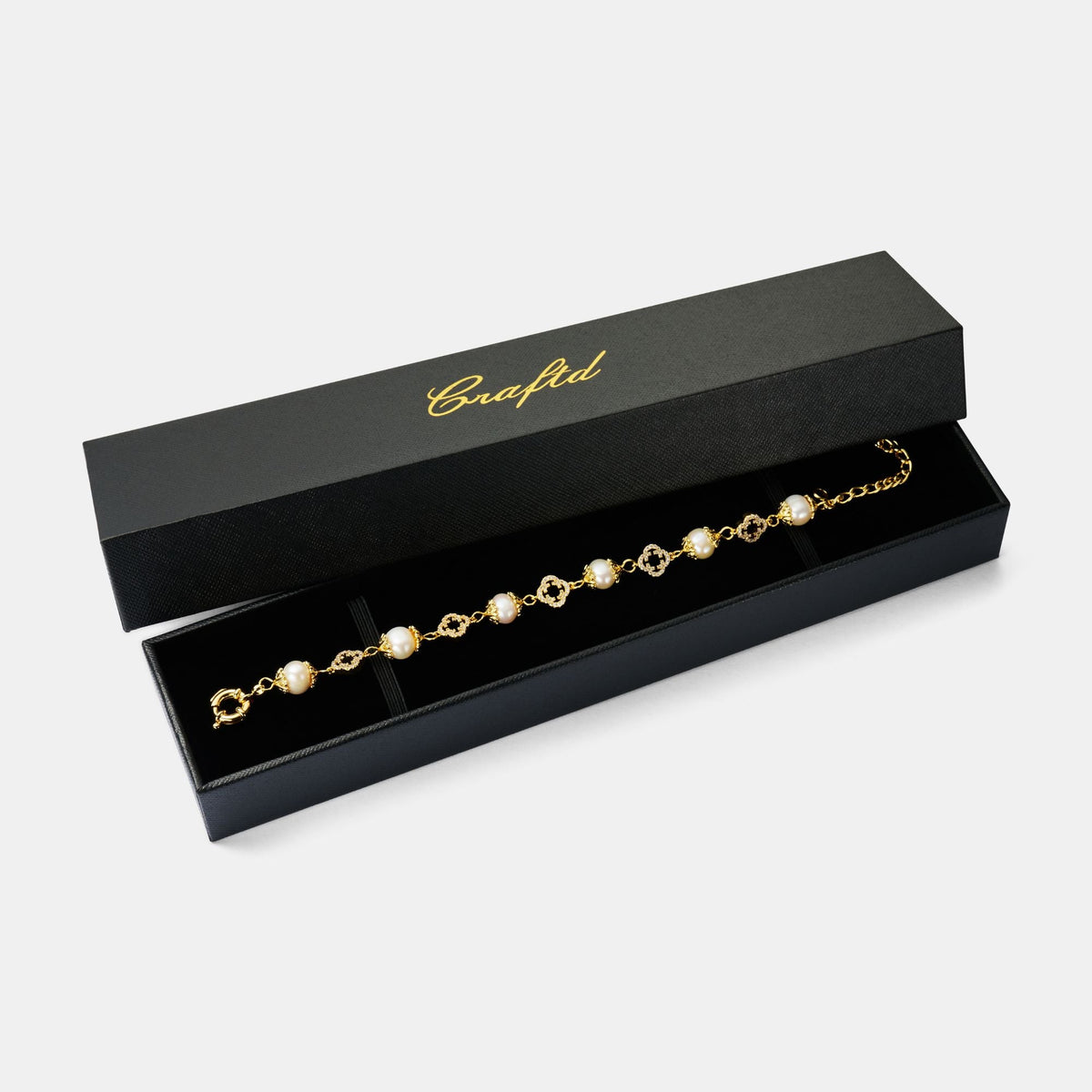 Filigree Real Pearl Bracelet (Gold)