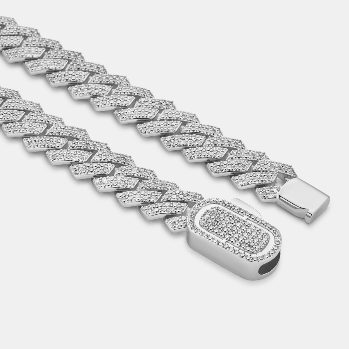 Prong Link Iced Cuban (Silver) 12mm