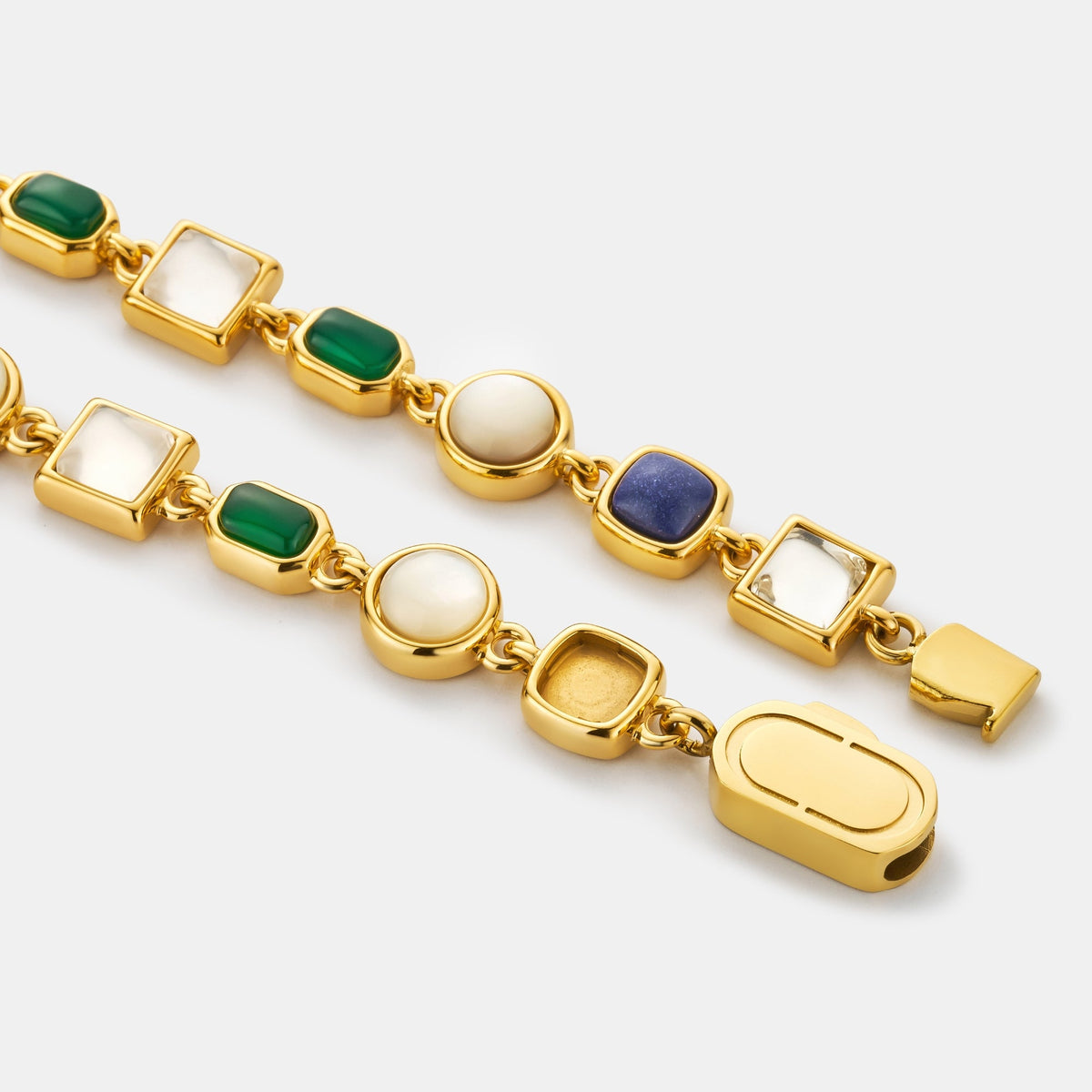 Blue Crystal Gemstone Bracelet (Gold)
