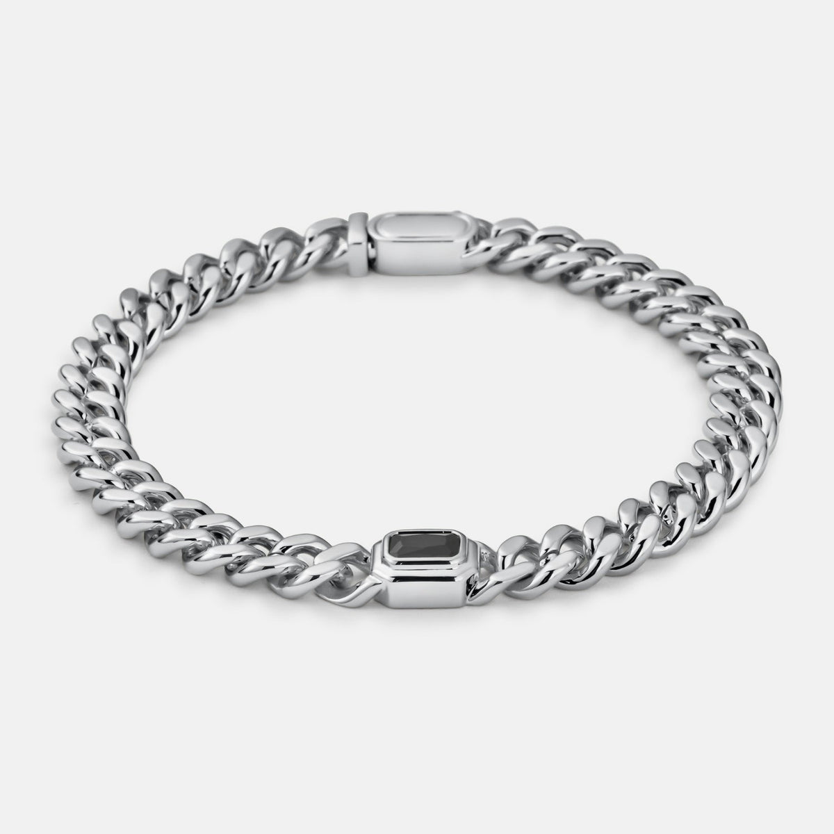 Onyx Cuban Bracelet (Silver) 6mm