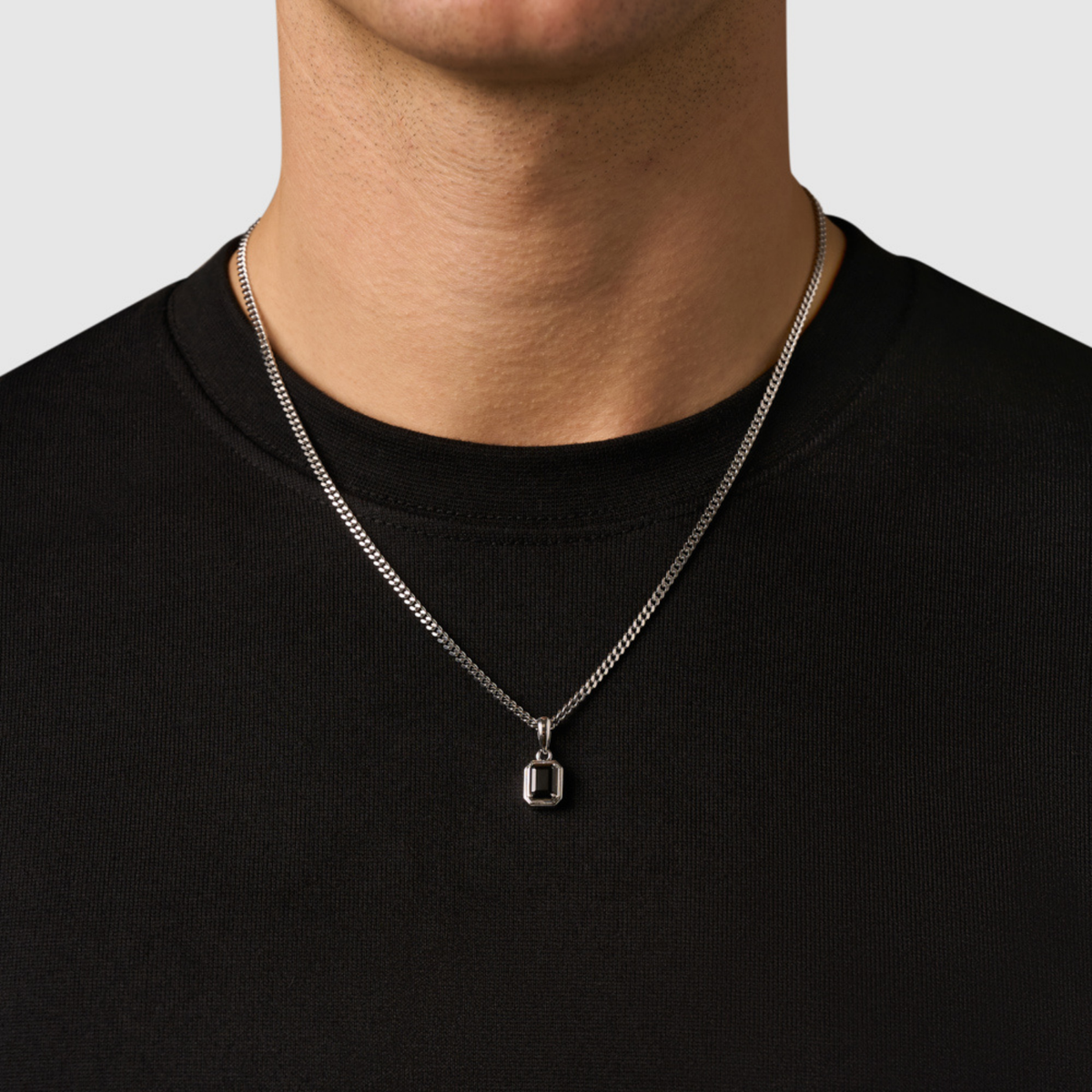 Onyx Stone Rectangle (Silver)