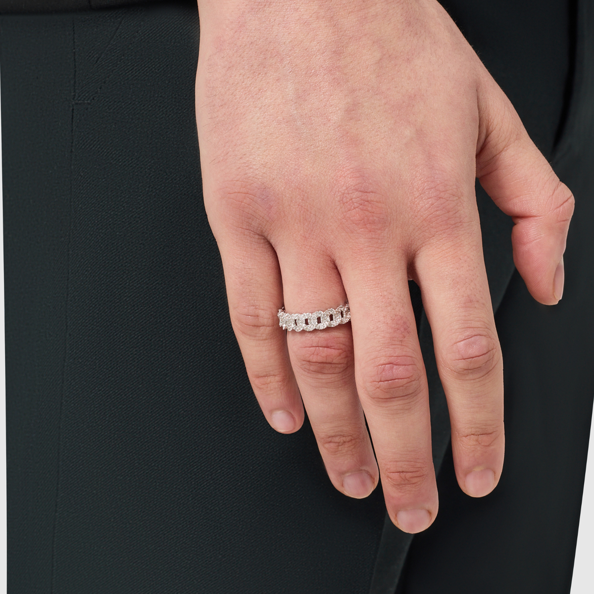 Iced Cuban Band Ring (Silver) 6mm