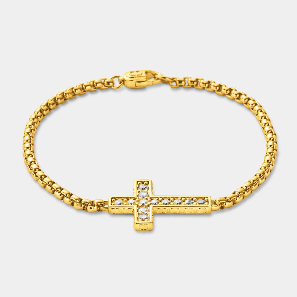 Iced Cross Bracelet (Gold)