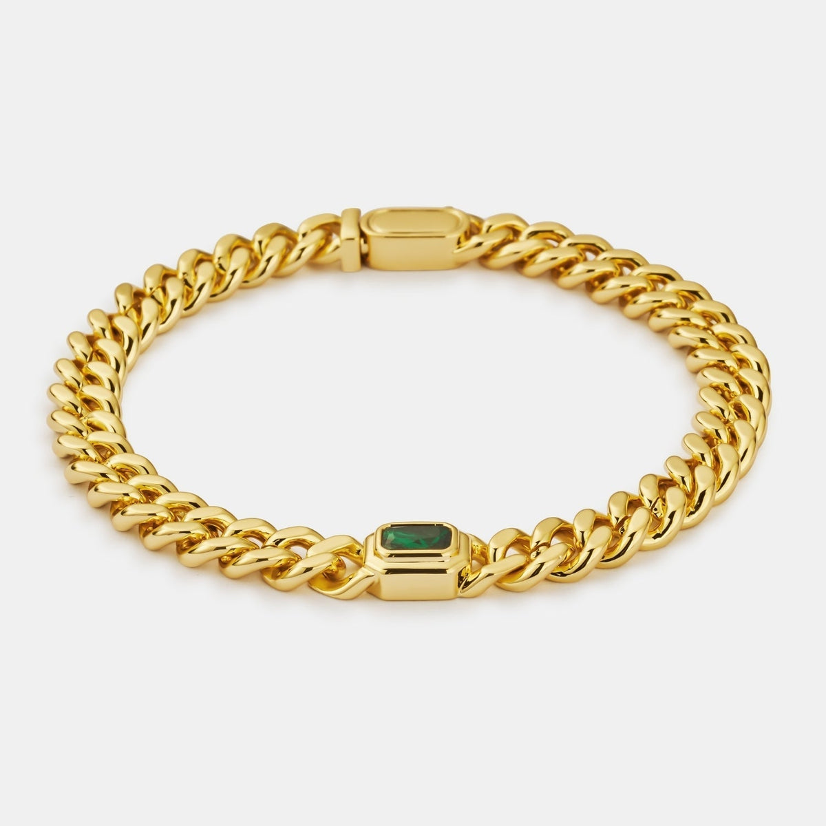 Emerald Cuban Bracelet (Gold) 6mm