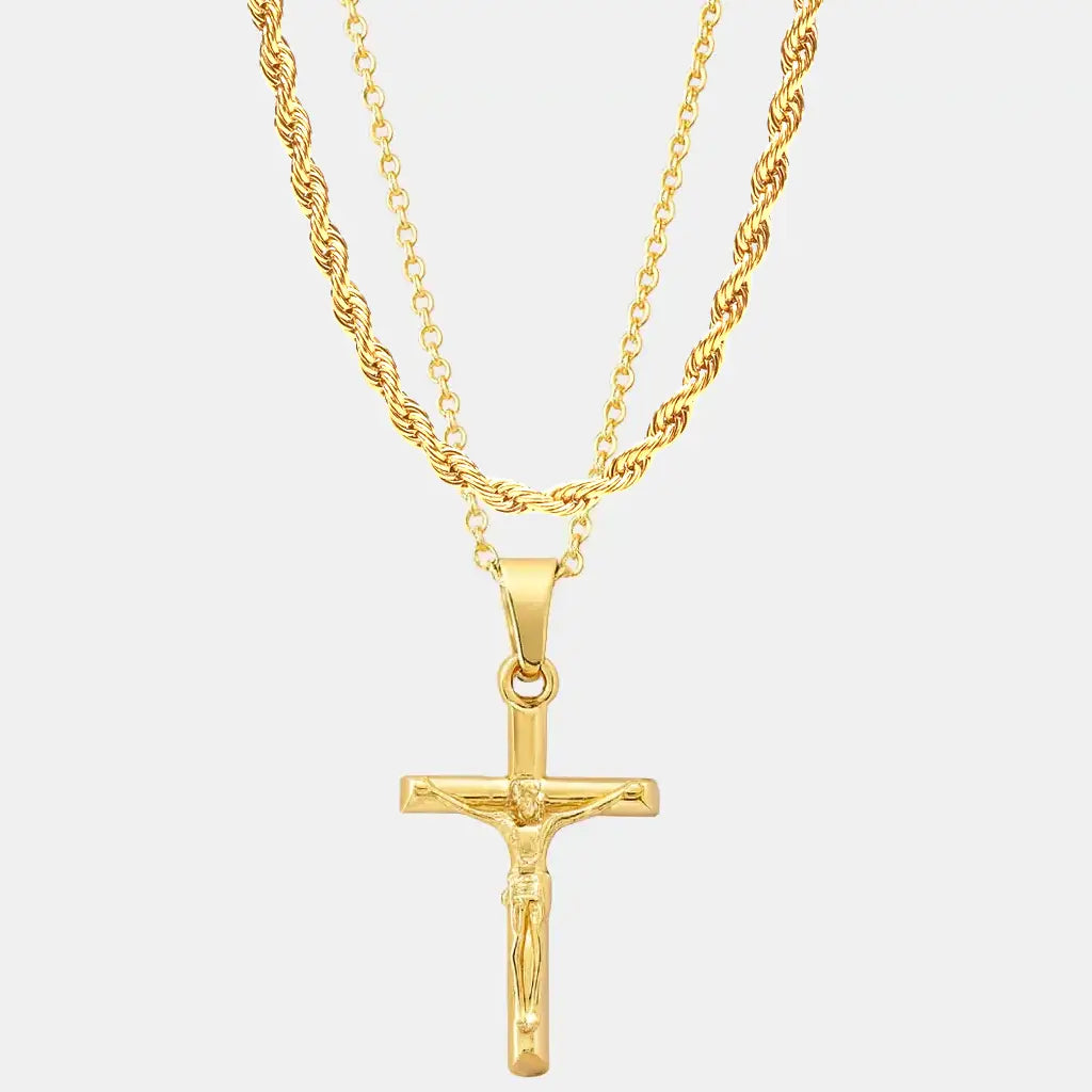 Gold Crucifix Set (Rope)