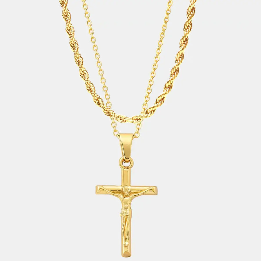 Gold Crucifix Set (Rope)