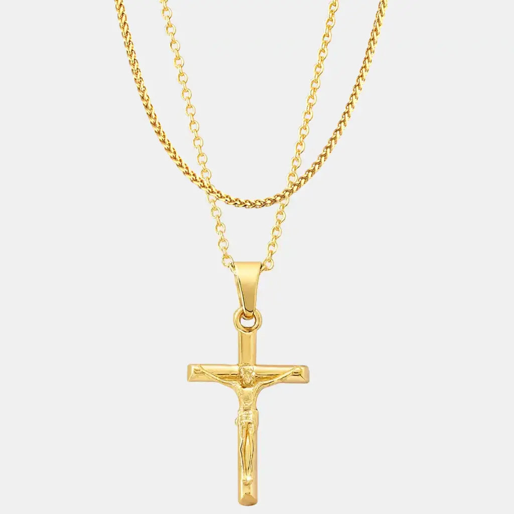 Gold Crucifix Set (Wheat)