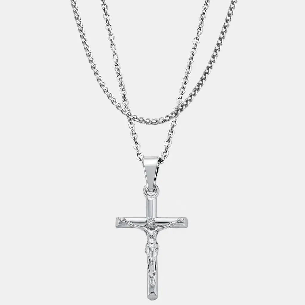 Silver Crucifix Set (Wheat)