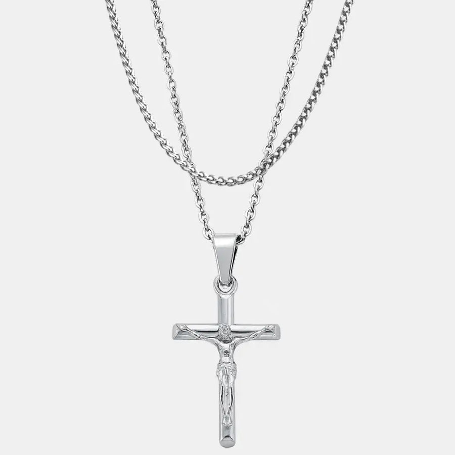 Silver Crucifix Set (Wheat)
