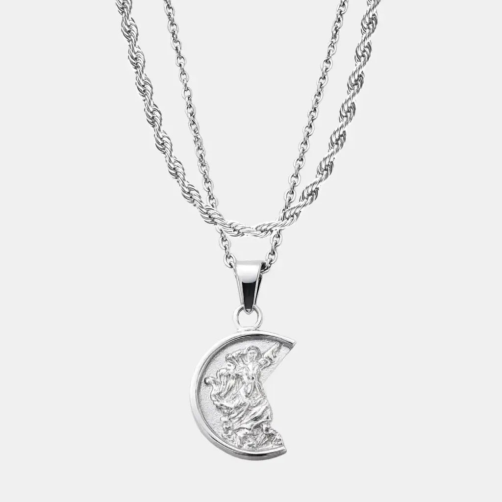 Silver Saint Christopher Set (Rope)