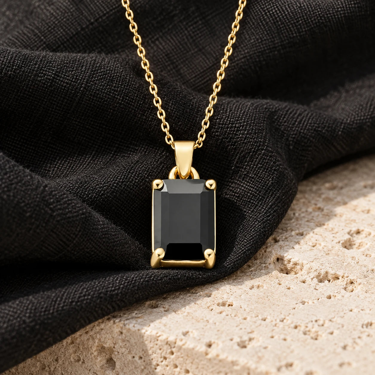 Gold Onyx Necklace — detail view